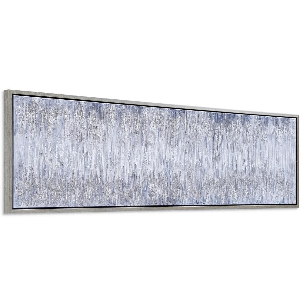 Gray Field Textured Metallic Abstract Canvas Wall Art with Champagne Frame