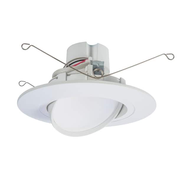 Halo RA 5 and 6 in. White Integrated LED Recessed Light Adjustable Gimbal Retrofit Trim with Selectable CCT (2700K-5000K)