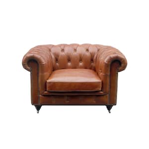 Chester Bay Brown Leather Tufted Club Chair