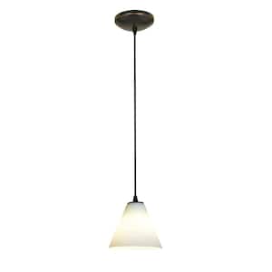 Martini 1-Light Oil Rubbed Bronze Shaded Pendant Light with Glass Shade
