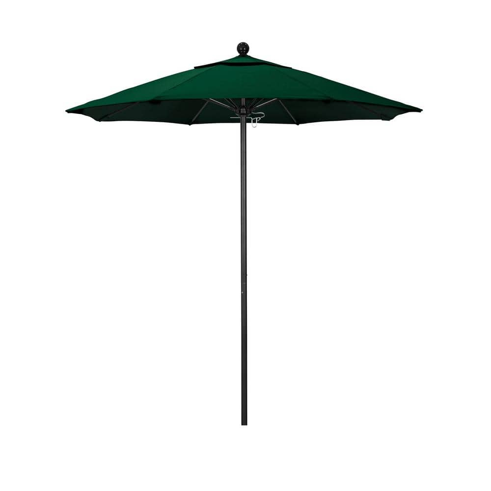 7.5 ft. Black Aluminum Commercial Market Patio Umbrella with Fiberglass Ribs and Push Lift in Forest Green Sunbrella -  California Umbrella, ALTO758302-5446