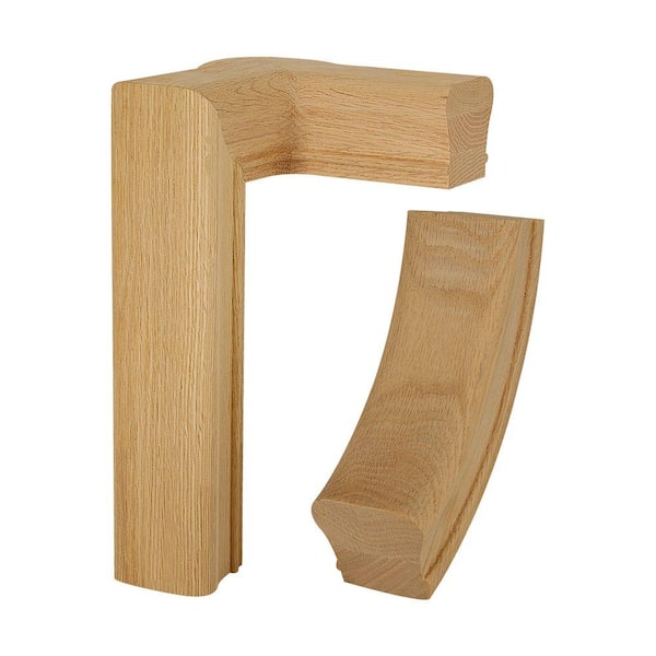 EVERMARK Stair Parts 7286 Unfinished Red Oak Right-Hand 2-Rise Gooseneck with Cap Handrail Fitting