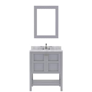 Winterfell 30 in. W x 22 in. D x 36 in. H Single Sink Bath Vanity in Gray with Marble Top and Mirror