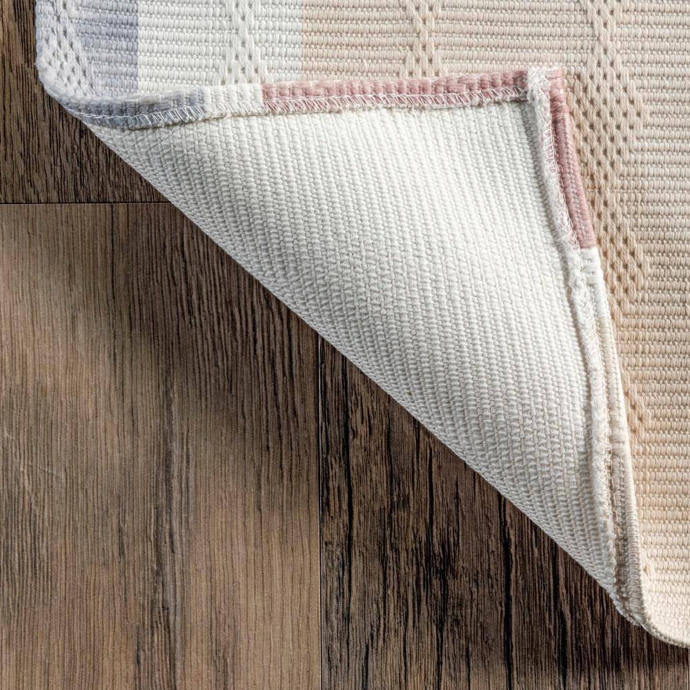 Modern Geometric Gray and Beige Washable Viscose Area Rug