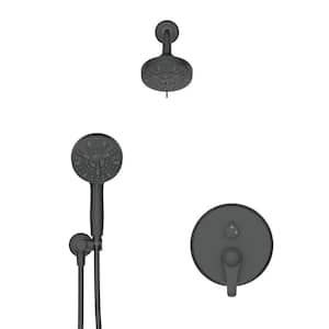 14-Spray Dual Shower Head Wall Mount Fixed and Handheld Shower Head 2.0 GPM in Matte Black