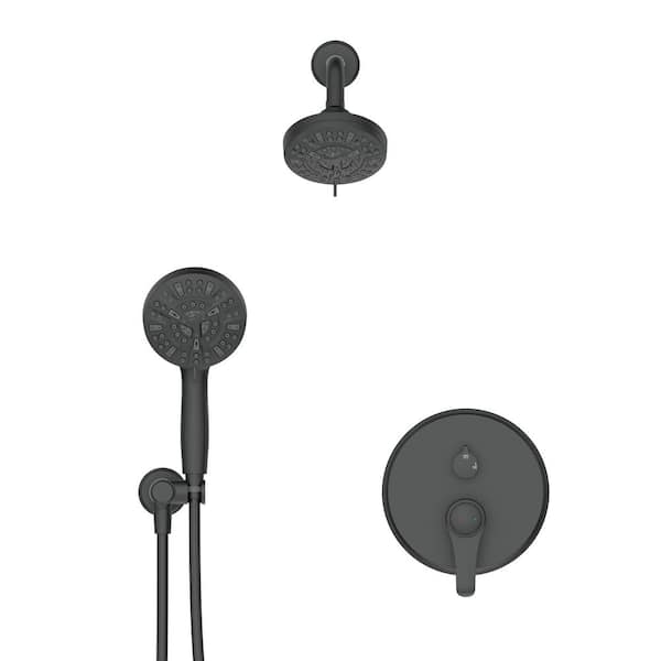 GIVING TREE 14-Spray Dual Shower Head Wall Mount Fixed and Handheld Shower Head 2.0 GPM in Matte Black