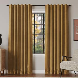 Amherst Velvet Noise Reducing Thermal Gold Polyester 50 in. W x 108 in. L Back Tab 100% Blackout Curtain (Single Panel)