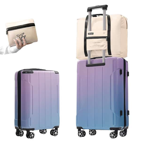 3 Bags 3-Piece Lilac PC 20"24" Hardside Luggage Set with Foldable Duffel Bag, Double Universal Wheels