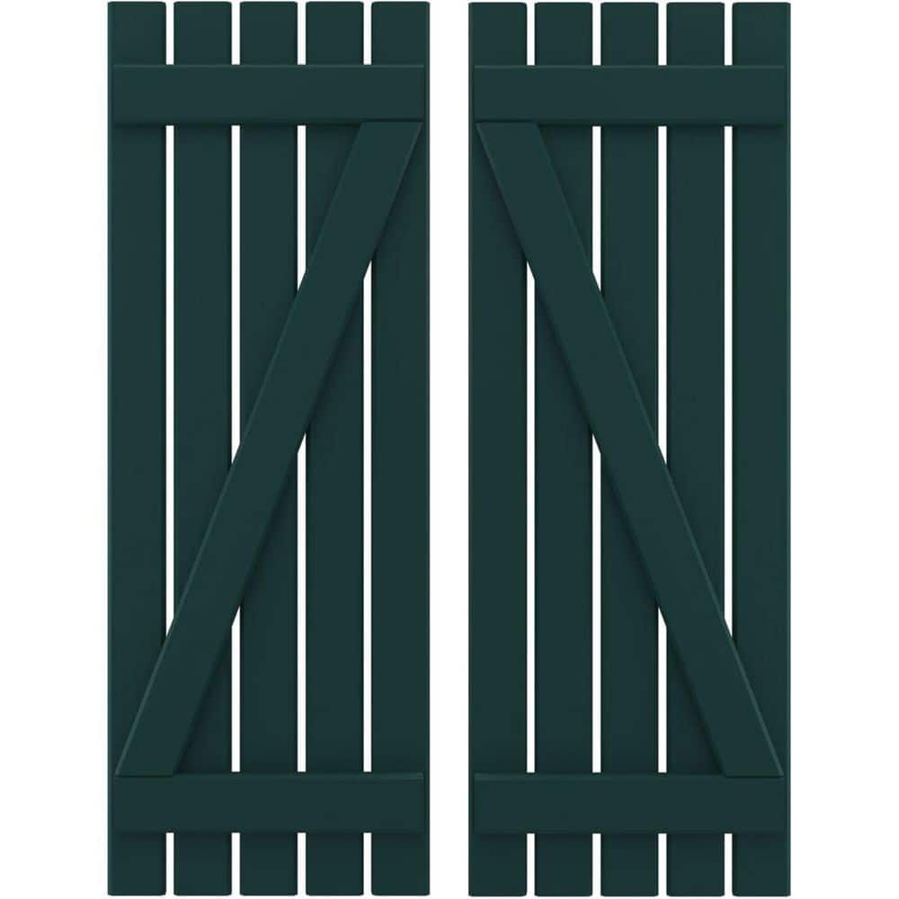 19-1/2 in. W x 54 in. H Americraft 5 Board Exterior Real Wood Spaced Board and Batten Shutters with Z-Bar Thermal Green price history on PriceWatchPro