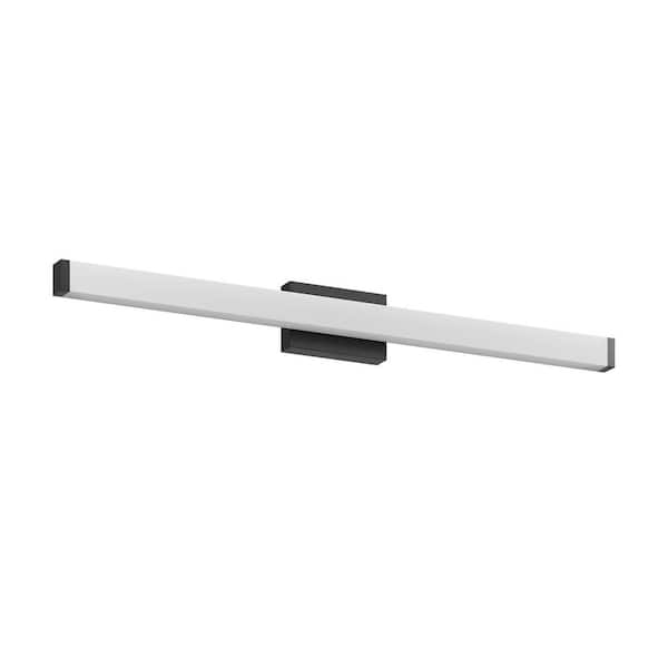 40.6 in. 1 Black Vanity Light with Acrylic Shades