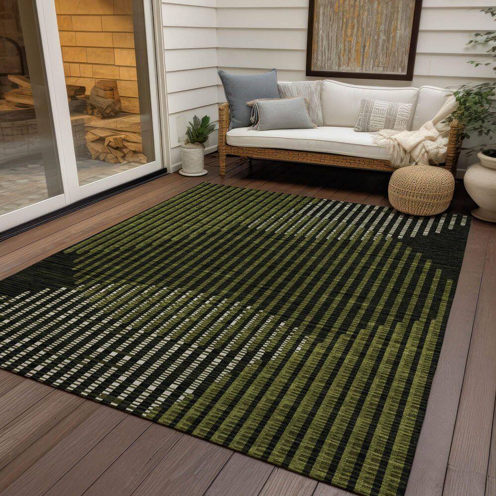 Olive Synthetic Flat Woven Washable Non-slip 8' x 10' Area Rug