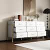 FUFU&GAGA White & Gold 9-Drawer Wooden Dresser 61.4 in.