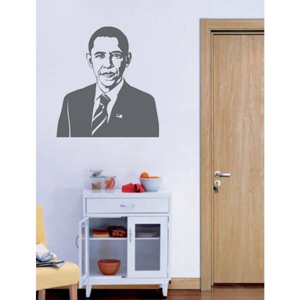 Pop Decors 22.6 in. x 24 in. Gray US President Obama Removable Wall Decal