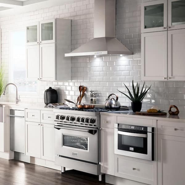 Stainless Steel Package with 36 in. 6-Burner Dual Fuel Range and 400 CFM Convertible Wall Mount Range Hood