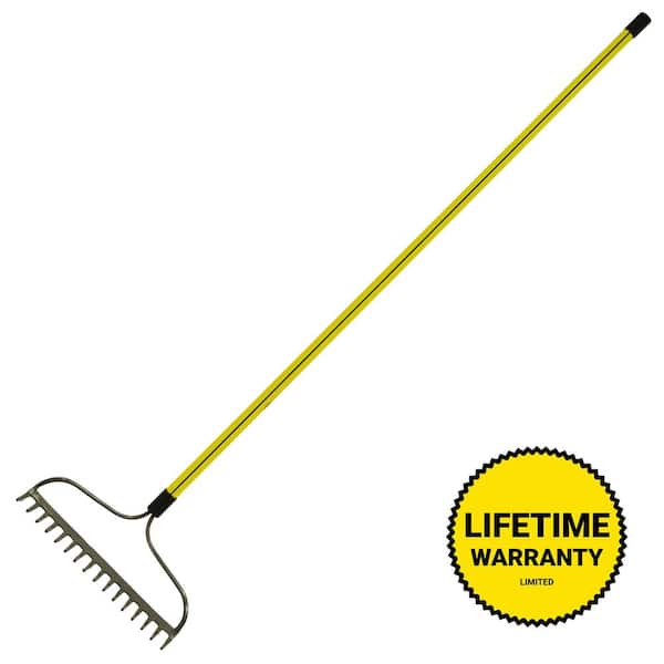 Nupla Heavy-Duty 16-Tine Bow Style Rake with 60 in. Classic Fiberglass Handle