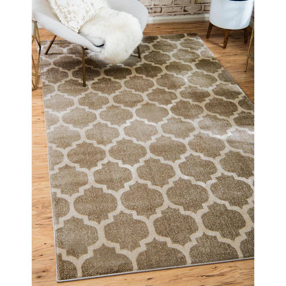 Elegant Trellis Light Brown Indoor Area Rug with Easy Care Features