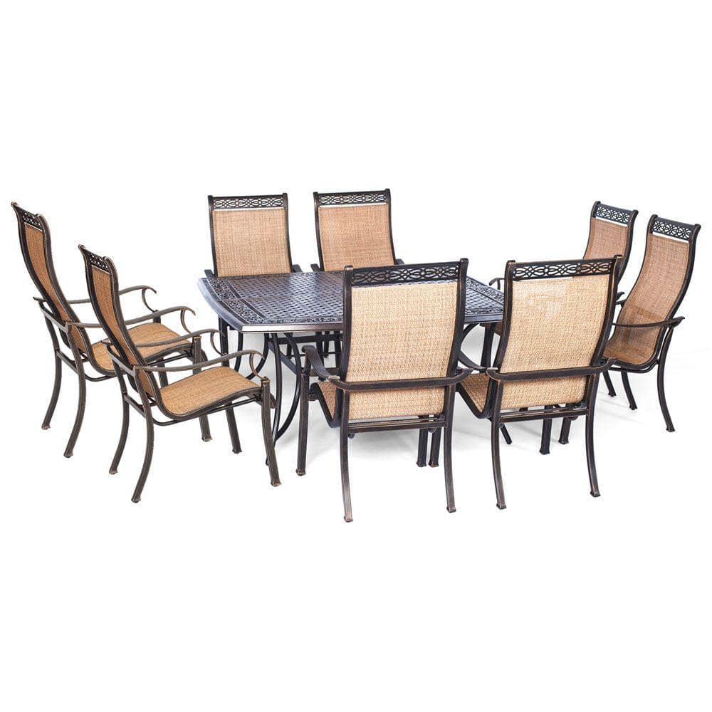Hanover Manor 9 Piece Square Patio Dining Set Mandn9pcsq The Home Depot
