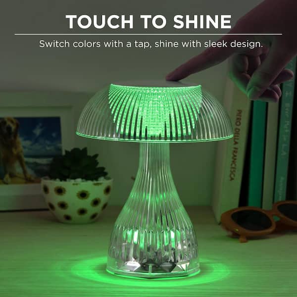 7.1 in. Rechargeable RGB Night Light Bulb Mushroom Crystal Lamp
