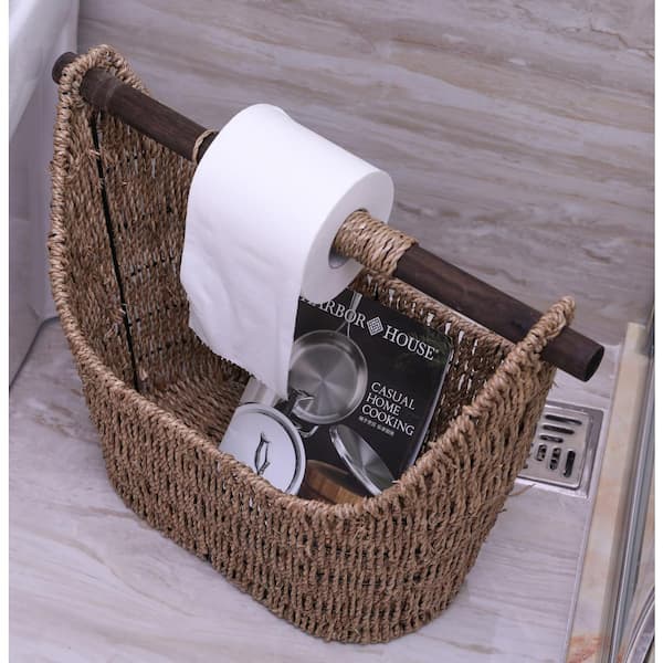 Seagrass Magazine and Bathroom Basket Hand-Woven Toilet Paper Holder Stylish . 