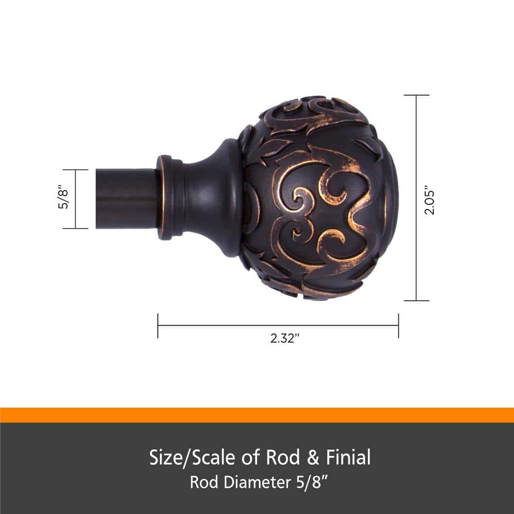 Kenney Oil Rubbed Bronze 66-120" Decorative Curtain Rod with Scroll Finials
