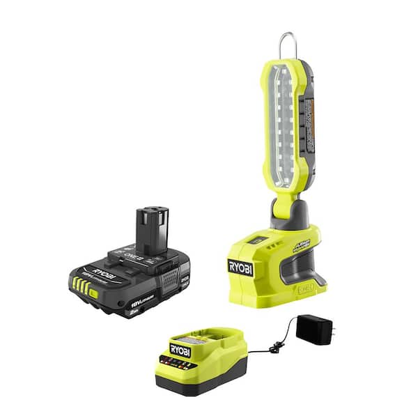 RYOBI ONE+ 18V Hybrid LED Project Light and 2.0 Ah Compact Battery and Charger Starter Kit