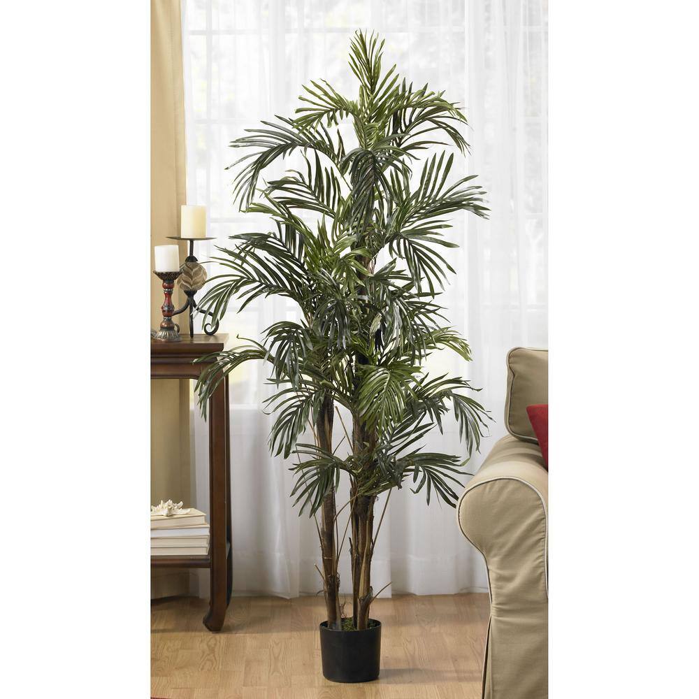 63" Green Silk Robellini Palm Tree in Black Pot