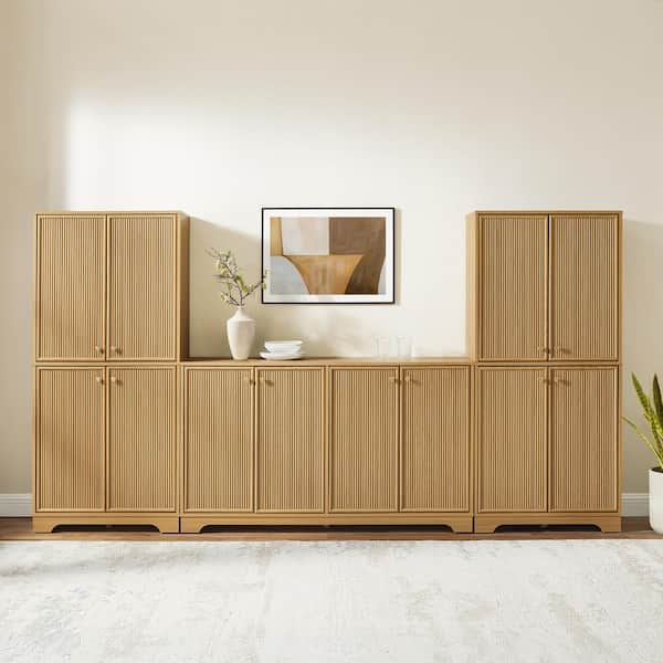 CROSLEY FURNITURE Naomi White Oak MDF Buffet 3-PC Set with