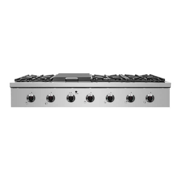 KitchenAid 48 in. GAS Commercial Cooktop with 6-Burners and Griddle in  Stainless Steel