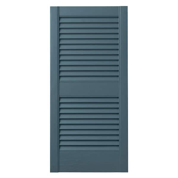 Ply Gem 15 in. x 25 in. Open Louvered Polypropylene Shutters Pair in Coastal Blue