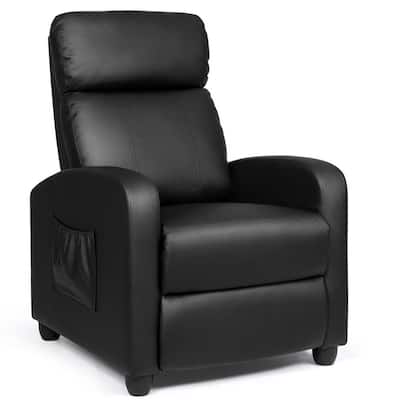 27 in. Width Big and Tall Black Leather Power Reclining 3 Position Recliner