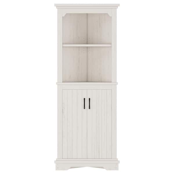 Tall Corner Cabinet with Doors, Space-Saving Storage Cabinet for Living Room, Bathroom, Dining Room or Kitchen, Beige