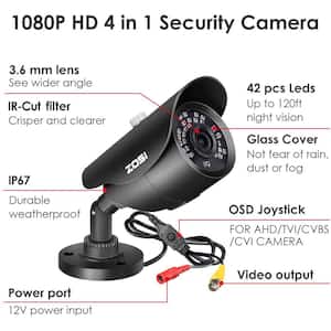 Wired 1080p Outdoor Bullet Security Camera 4-in-1 Compatible for TVI/CVI/AHD/CVBS, 120 ft. Night Vision, IP67 Waterproof