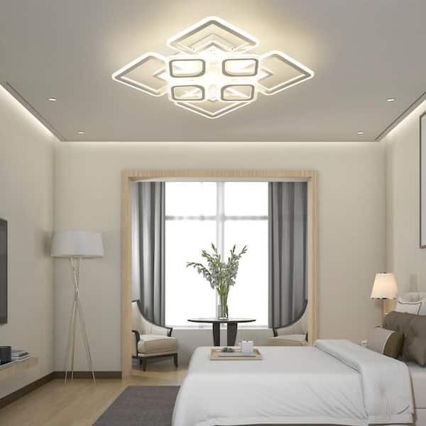 OUKANING 22.75 in. 1-Light White Modern Square Design