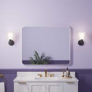 40 in. W x 32 in. H Rectangular Aluminum Framed Wall-Mounted Bathroom Vanity Mirror in White