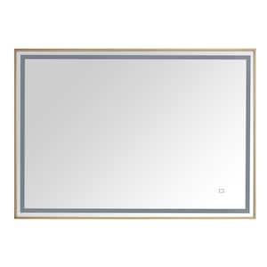 LED 39 in. W x 27.5 in. H Rectangular Stainless Steel Framed Dimmable Wall Bathroom Vanity Mirror in Brushed Gold