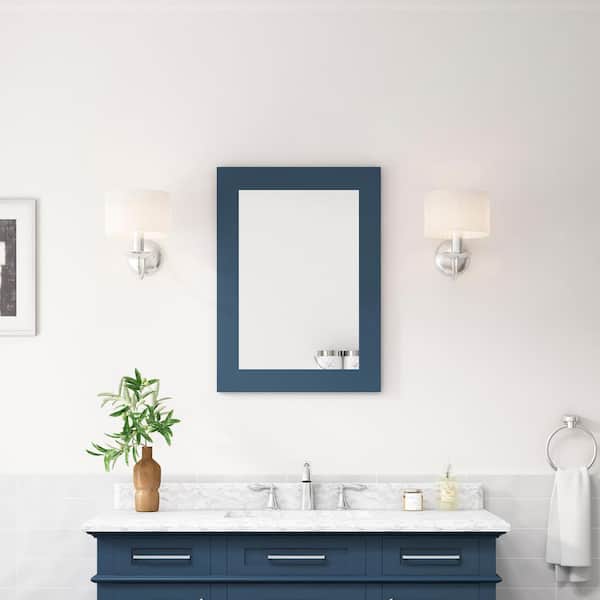 Home Decorators Collection Sonoma 22 in. W x 30 in. H Rectangular Framed Wall Mount Bathroom Vanity Mirror in Midnight Blue