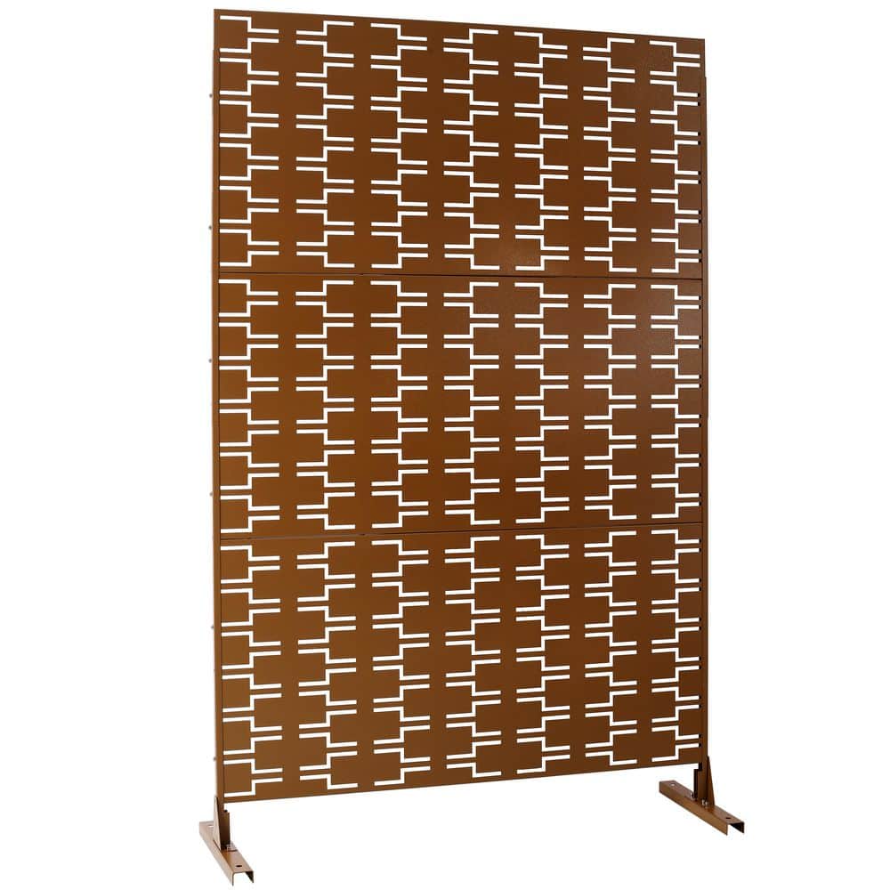 4 ft. x 6.33 ft. Dark Brown Outdoor and Indoor Metal Privacy Screen Fence Panels for Outside Lawn Garden price history on PriceWatchPro