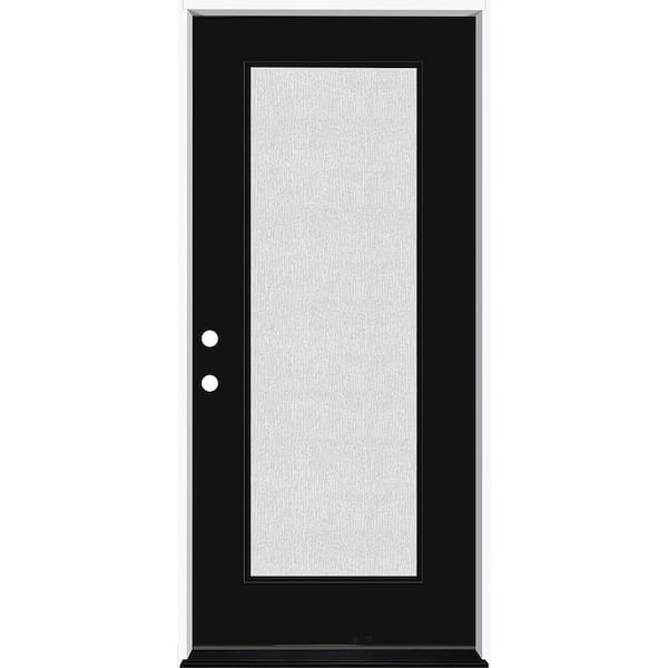 Steves & Sons Legacy 36 in. x 80 in. Full Lite Rain Glass RHIS Primed Black Finish Fiberglass Prehung Front Door