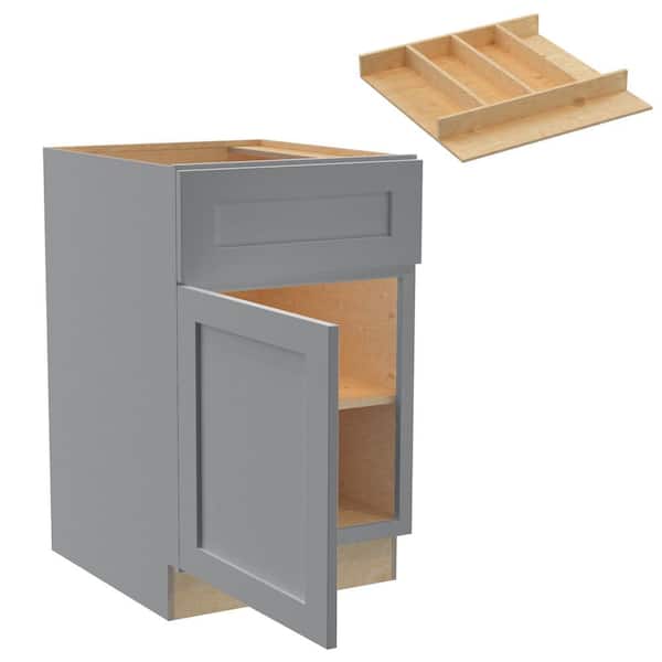 Home Decorators Collection Newport 21 in. W x 24 in. D x 34.5 in. H Assembled Plywood Base Kitchen Cabinet in Pearl Gray with Utility Soft Close LH