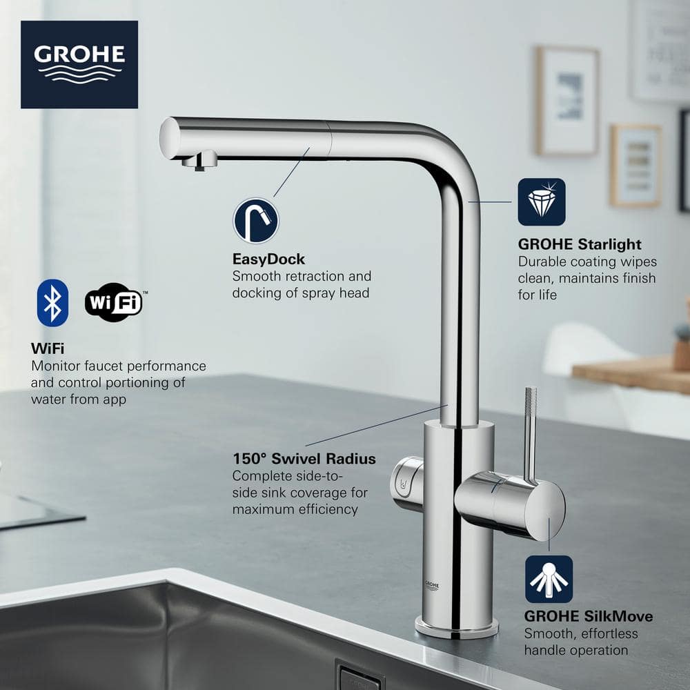 Starlight Chrome Single Handle Pull-Out Kitchen Faucet