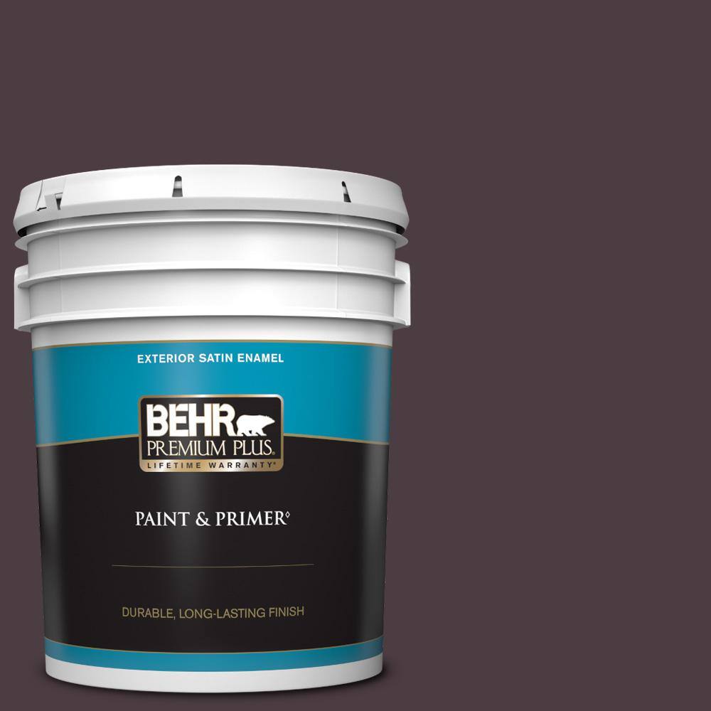BEHR PREMIUM PLUS 5 gal. #T18-04 Nocturne Shade Satin Enamel Exterior ...