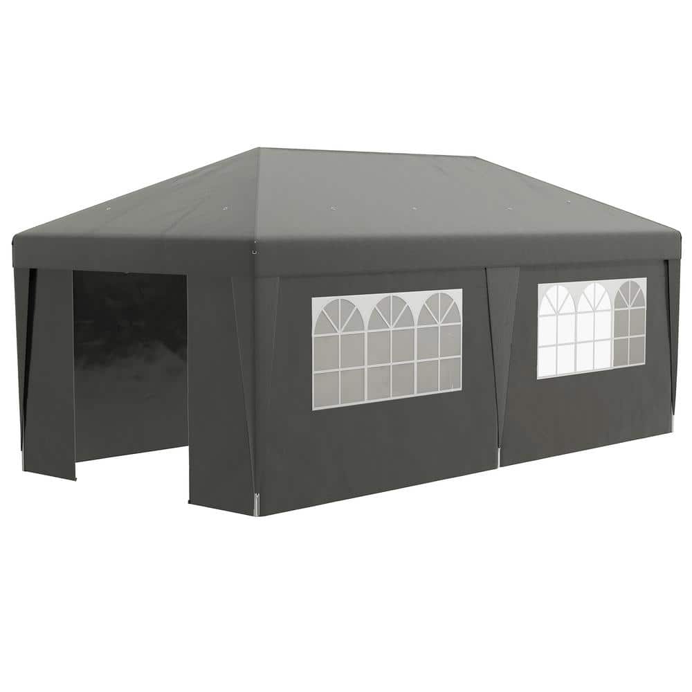 Outsunny 10 ft. x 19.5 ft. Gray Pop-Up Canopy 84C-404V00GY