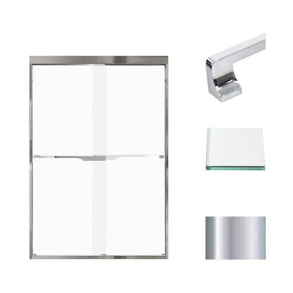 Transolid Frederick 47 in. W x 70 in. H Sliding Semi-Frameless Shower Door in Polished Chrome with Frosted Glass