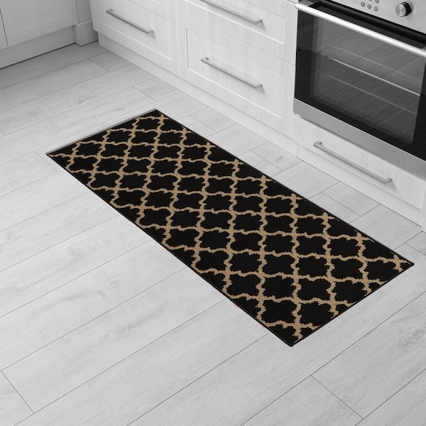 Black Kitchen Rugs Kitchen Mat Set of 2 47.3X17.3/31.5X17.3 In Floor Mat  Doormat