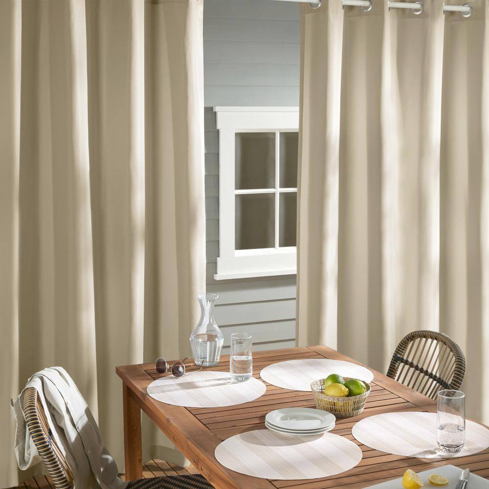 Cabana Taupe Polyester Light Filtering Grommet Curtain Panels, 132" x 54"