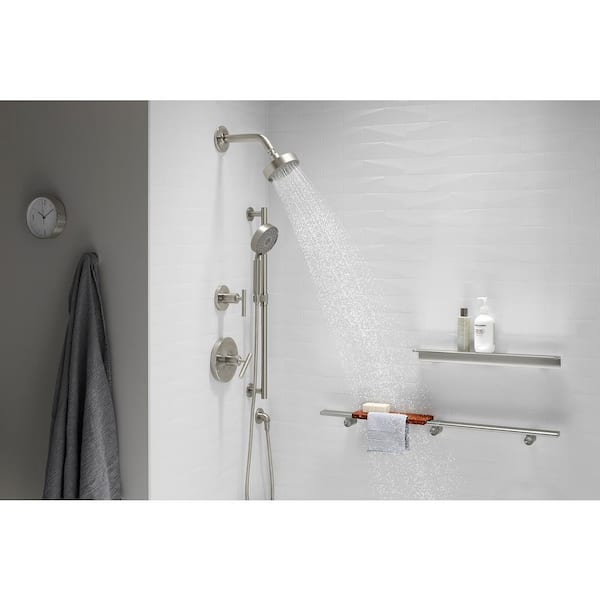 Purist 3-Spray Patterns 5 in. Triple Wall Mount Handheld Shower Head in Vibrant Brushed Nickel