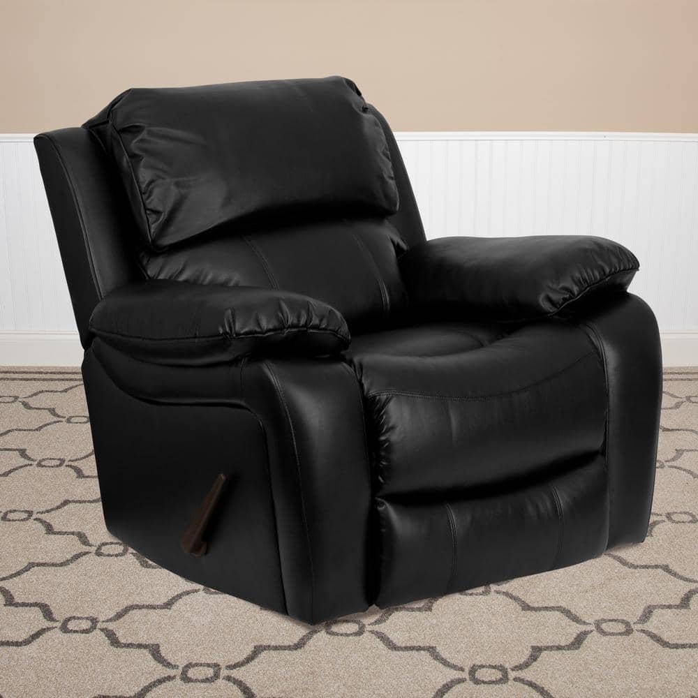 Black Leather Recliner with Spot Detailing