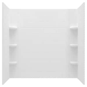 Ovation Curve 60 in. W x 60 in. H 3-Piece Glue Up Alcove Tub Surrounds in Arctic White