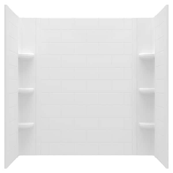 Ovation Curve 60 in. W x 60 in. H 3-Piece Glue Up Alcove Tub Surrounds in Arctic White