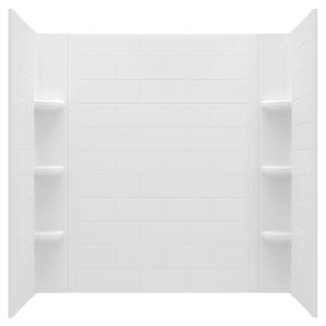 Ovation Curve 60 in. W x 60 in. H 3-Piece Glue Up Alcove Tub Surrounds in Arctic White